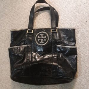 Tory Burch Python Embossed Black Patent Leather An